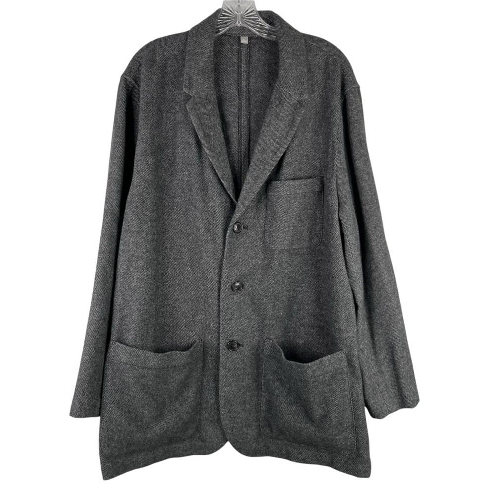 Gap Jacket Men’s XL Charcoal Grey Relaxed Wool Blend Blazer Lapel Collar Pockets